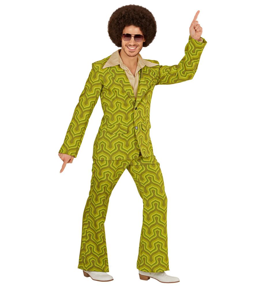 1970`s Disco Man Suit Wallpaper Mønster Grønn