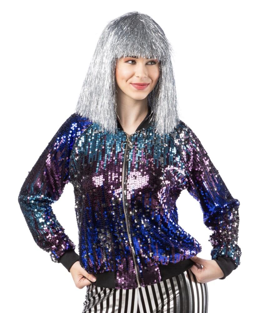 Bomberjacket med Paljetter - Blue & Purple