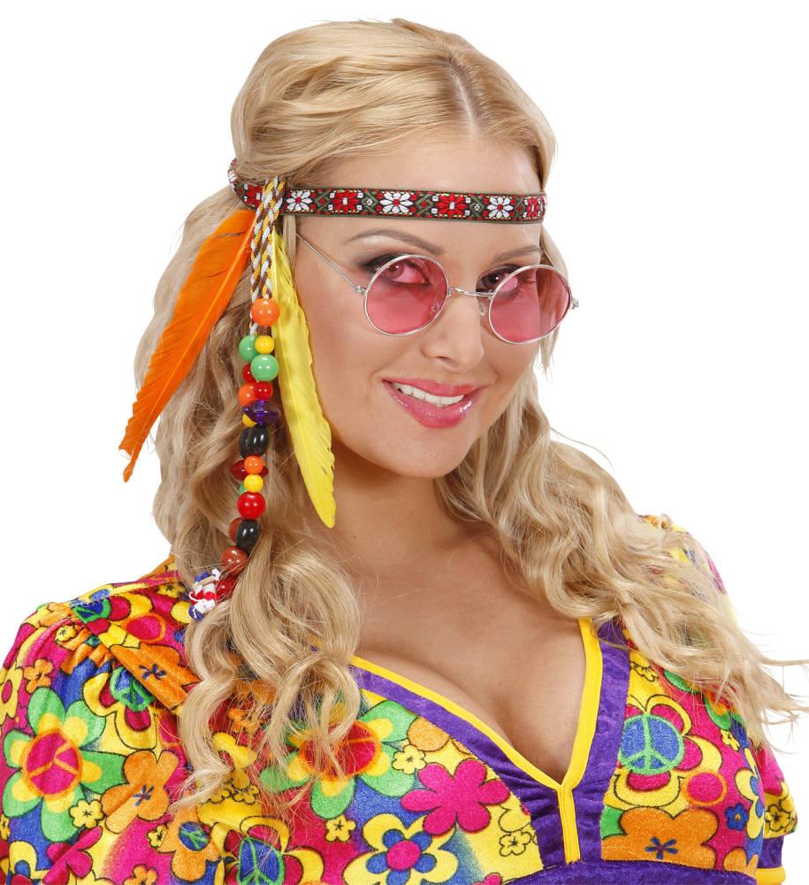 Hippie pannebånd med perler og fjær