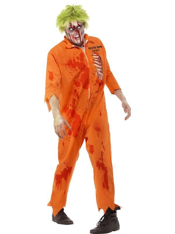 Death Row Zombie Fangekostyme Orange Herre