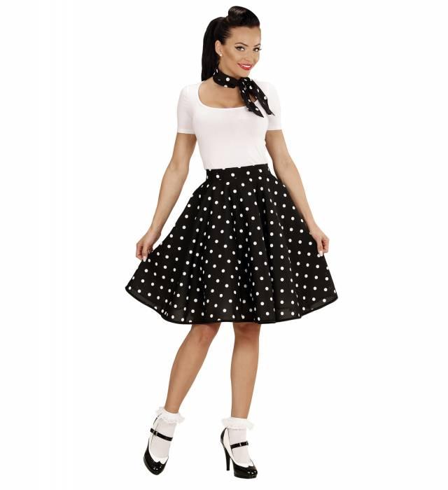 1950`s Polkadot Skjørt Svart