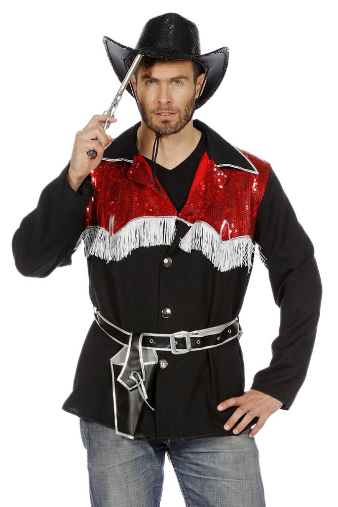 Cowboy Partyskjorte Svart og Rød med frynser