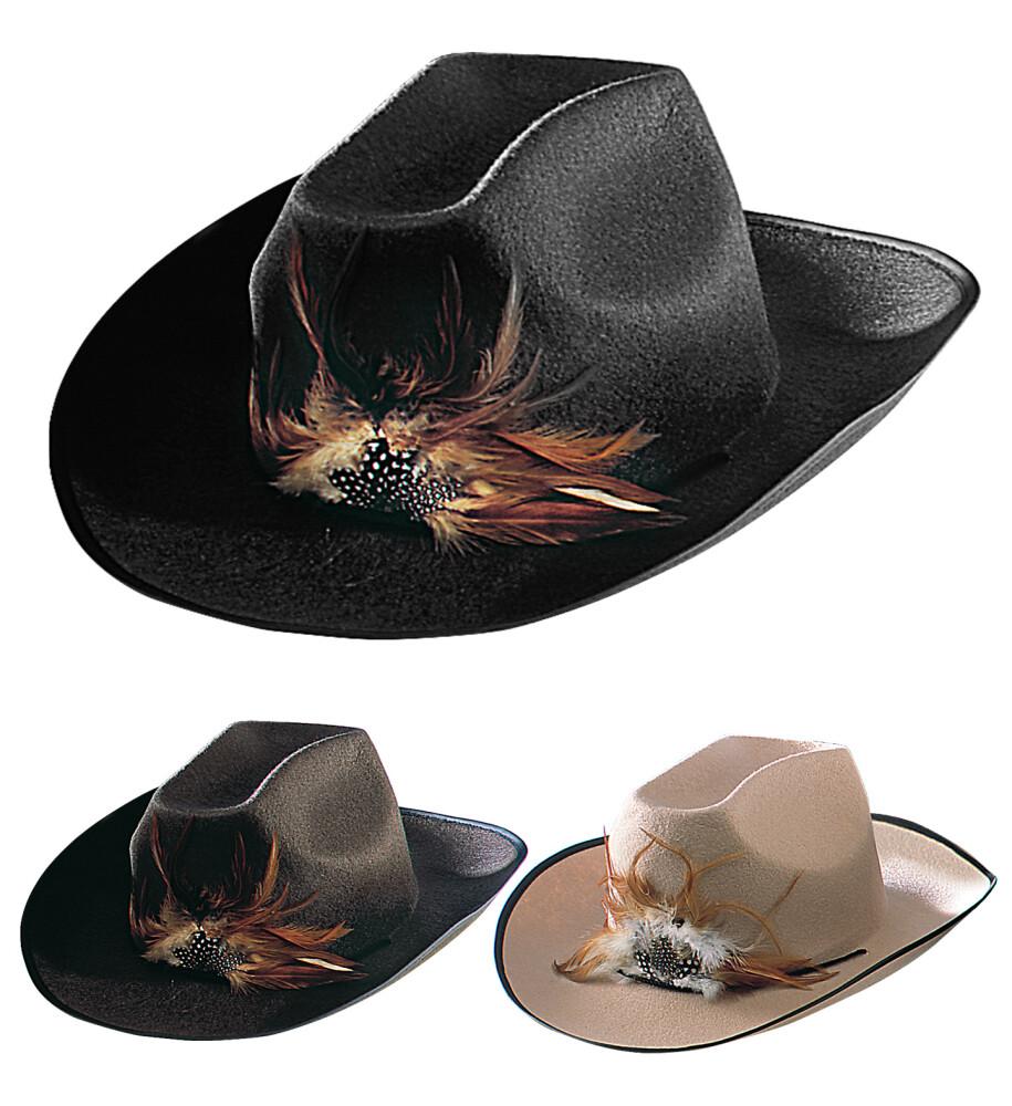 Cowboyhatt med fjær ass farger