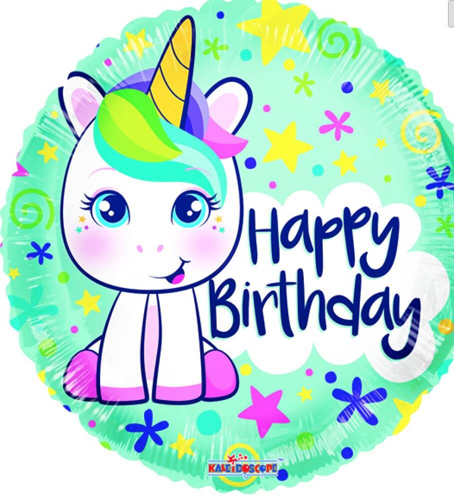 Folieballong Rund Unicorn