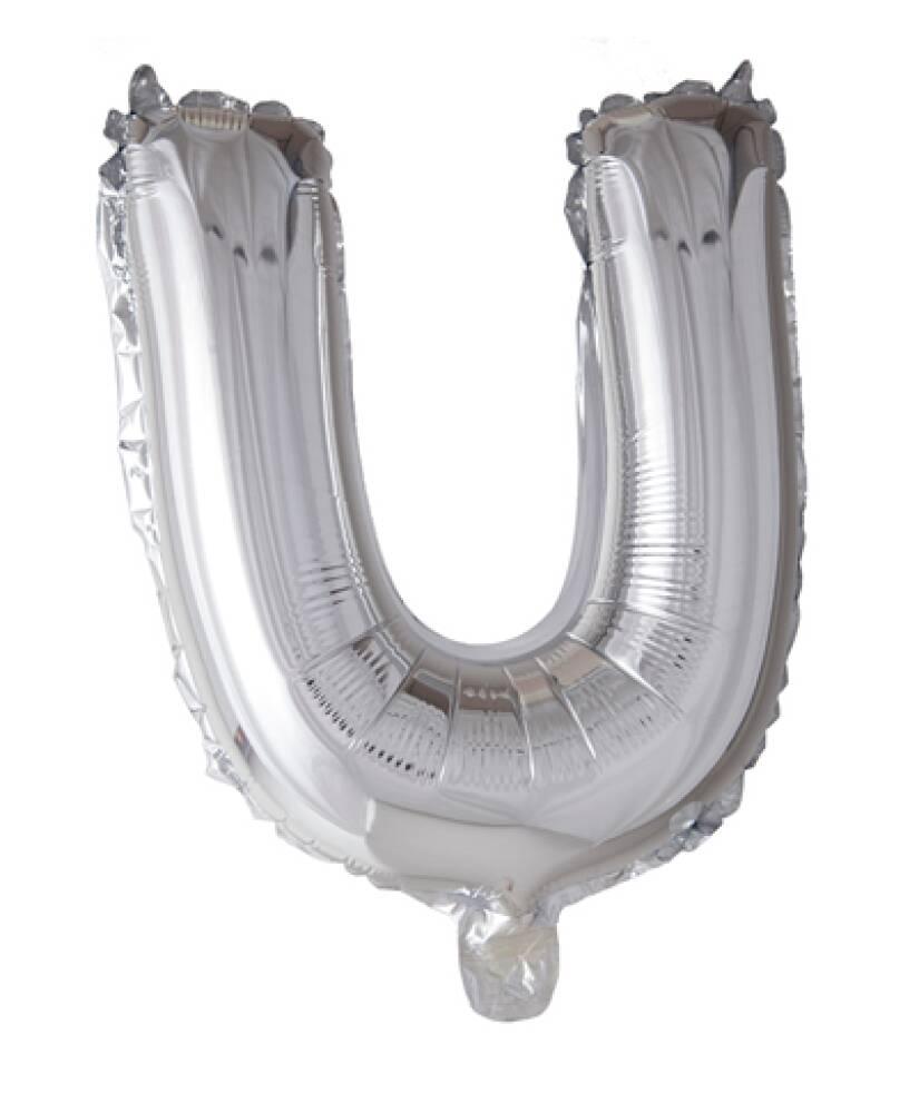 Bokstavballong Sølv Folie ca 43cm U