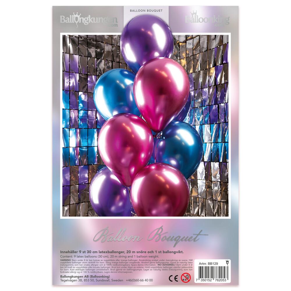 Ballong Bukett Rosa Blå Lilla Mirror