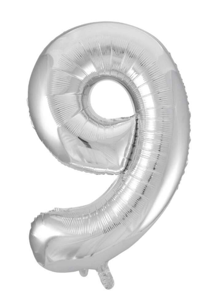 9 TALL FOLIEBALLONG LITEN 41CM SØLV