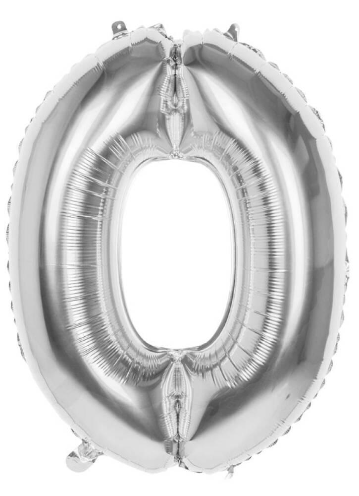 0 TALL FOLIEBALLONG LITEN 41CM SØLV