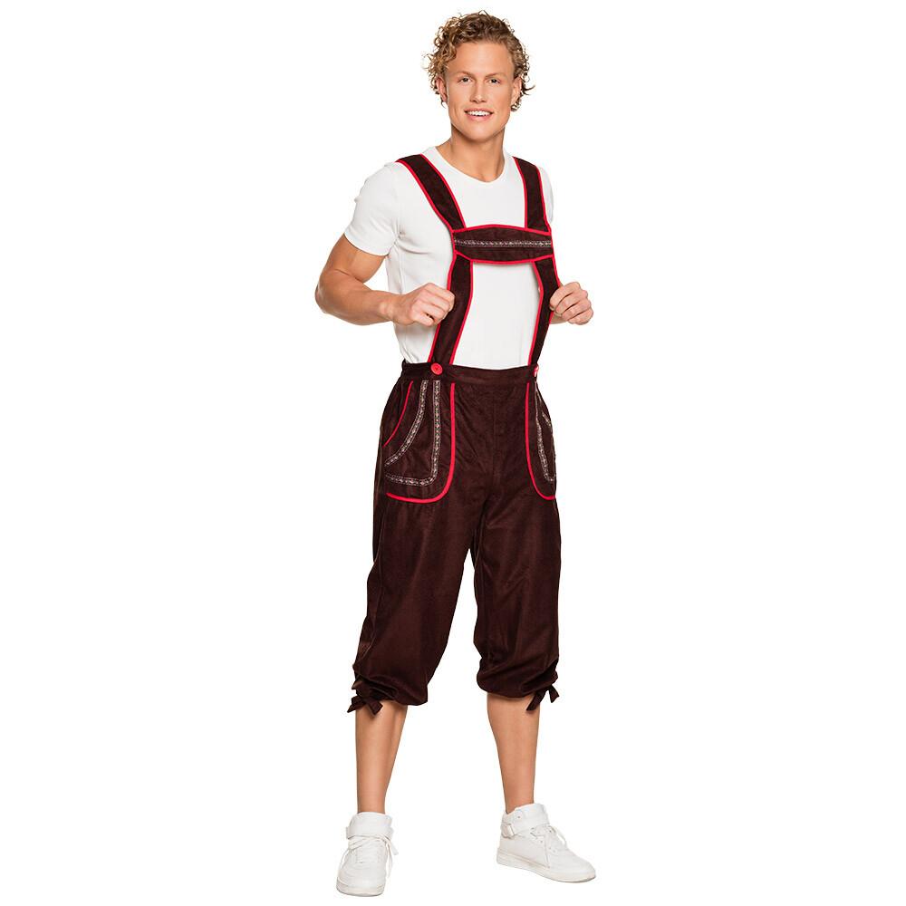 Lederhosen Tyrolerbukse Brun Deluxe Røde Kanter
