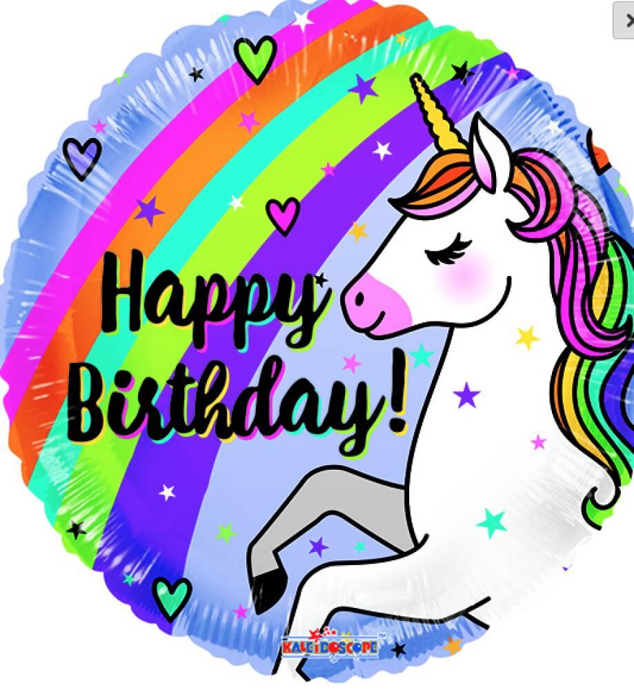 Folieballong Rund Unicorn Rainbow