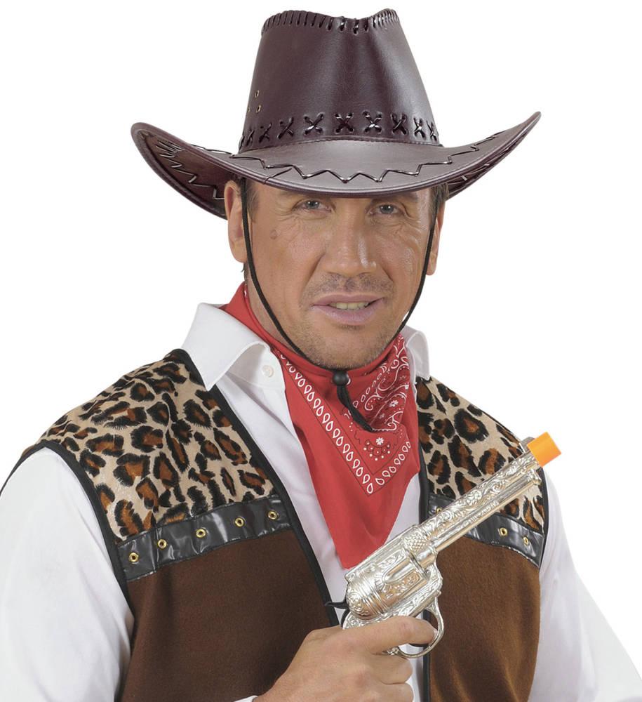 Cowboyhatt Brun Glatt Skinnimitert Deluxe