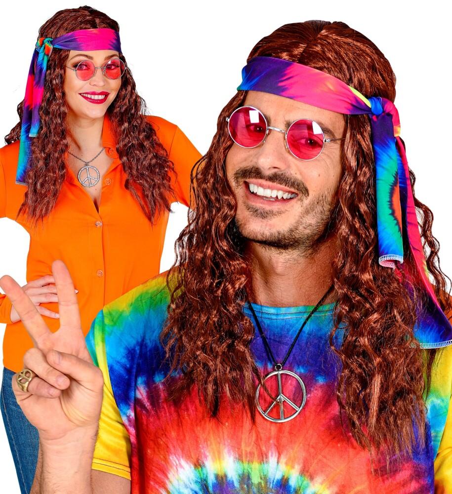Hippieparykk Brun Bølger inkl Hårbånd Unisex