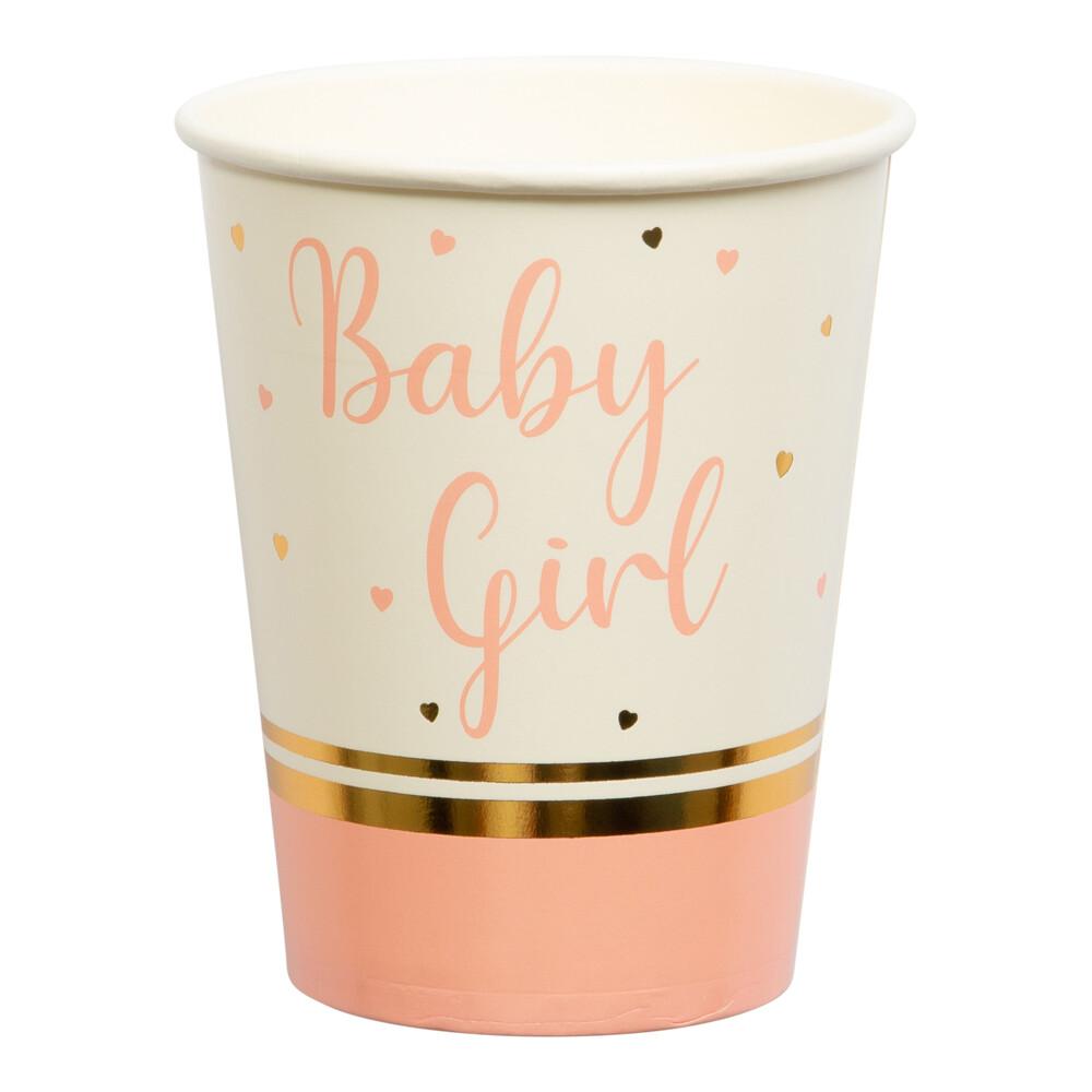 Baby Girl - Light Pink Pappkopper - 8 stk