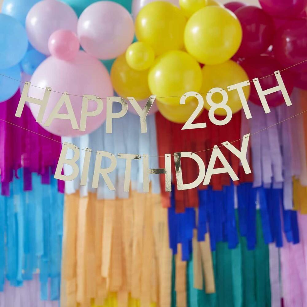 Gold Customisable Happy Birthday Banner
