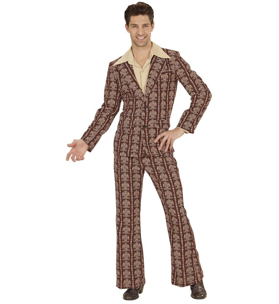 1970`s Disco Man Suit Rødbrunt Mønster