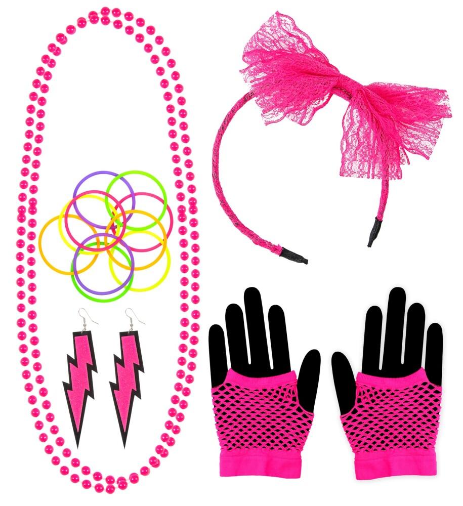 1980`s Tilbehørssett Neon Pink