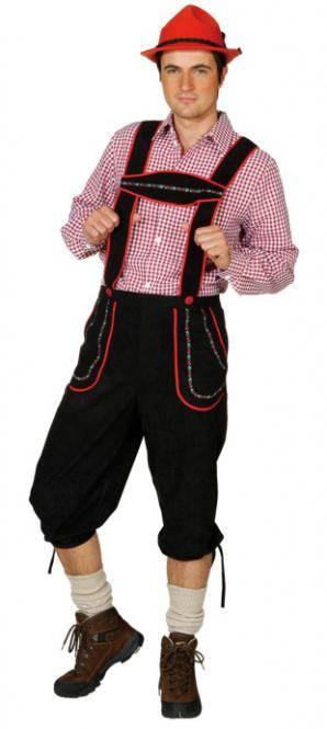Lederhosen Svart Røde kanter og lomme - Bestselger