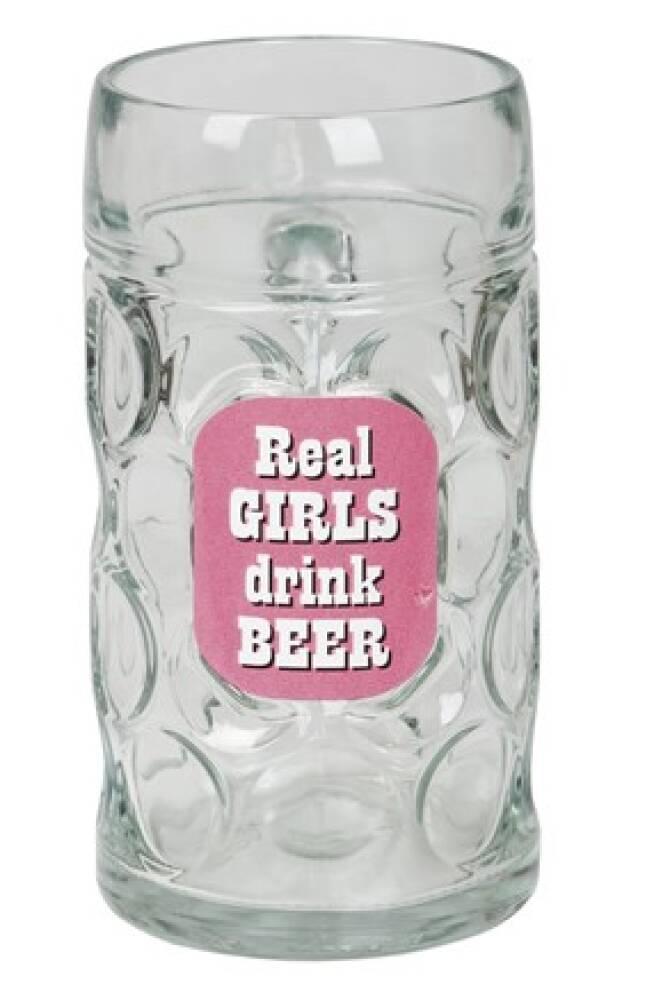 Real Girls Drink Beer - Ølseidel med hank 1 liter