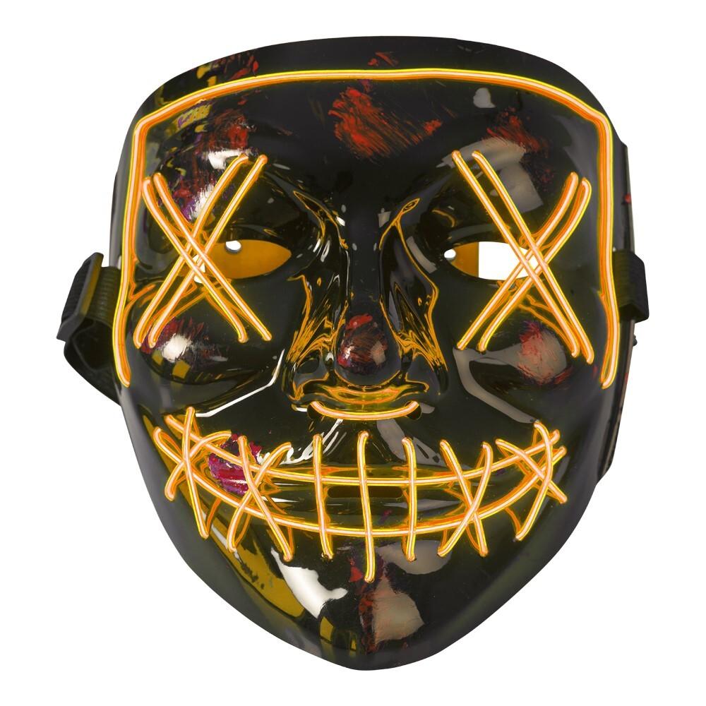 Led Maske Svart Orange Horror