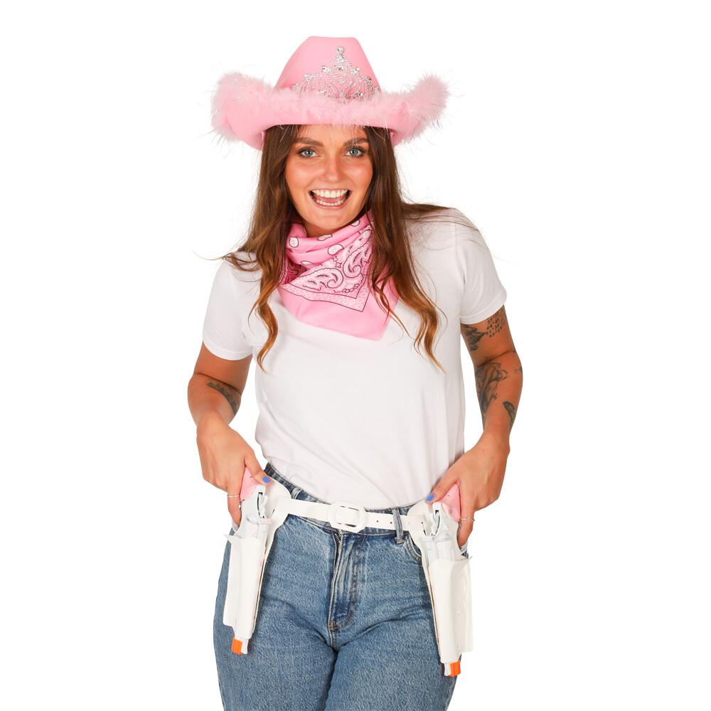 Cowboy Pistoler, Hylster og Bandana - ROSA