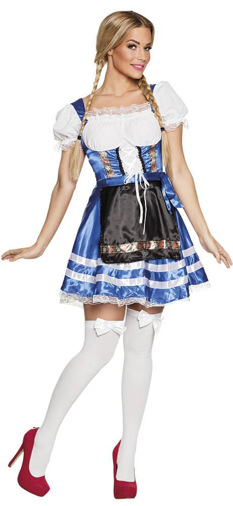 Oktoberfest kjole Helena Blå/Hvit