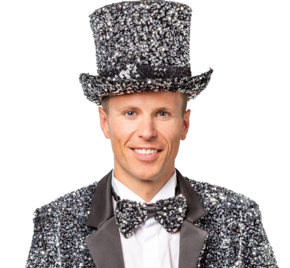 Flosshatt Deluxe Zylinder Silver Paljett LUX