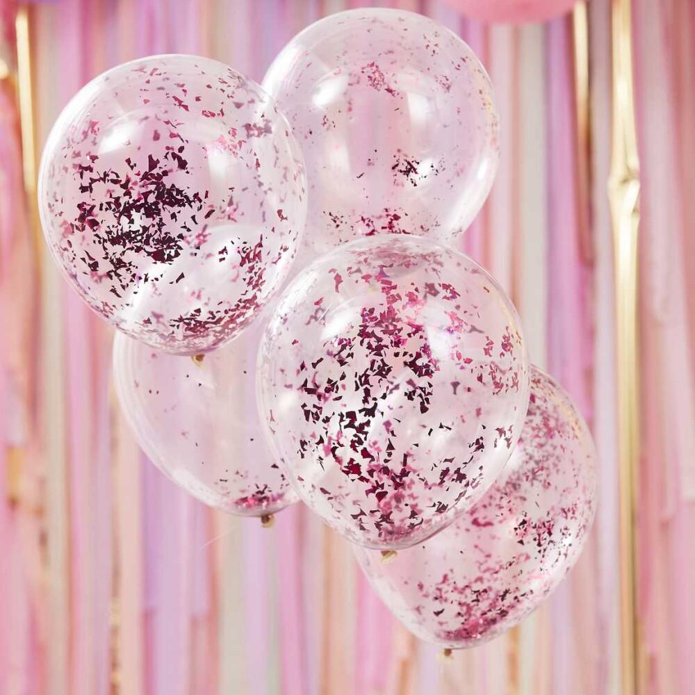 Pink Confetti Ballonger Shredded