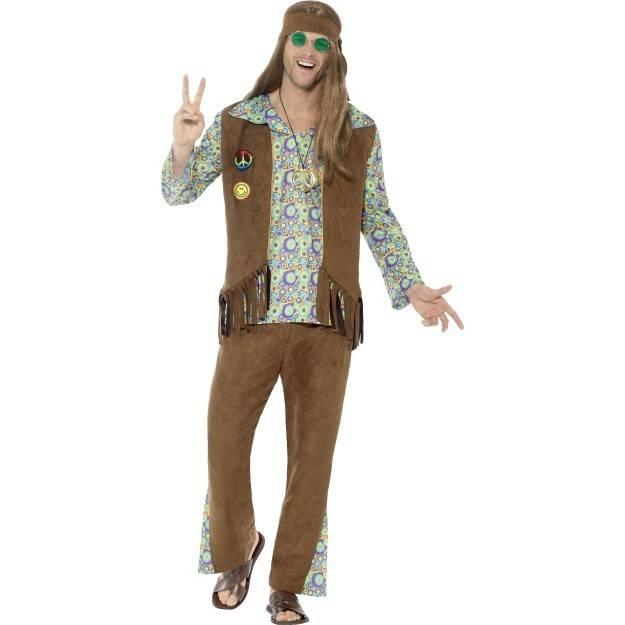 1960`s Hippie Kostyme Herre Multicolored Deluxe