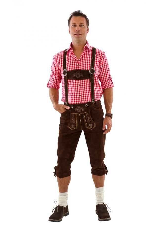Lederhosen Ekte Semsket Skinn Lang Brun - Bestselg