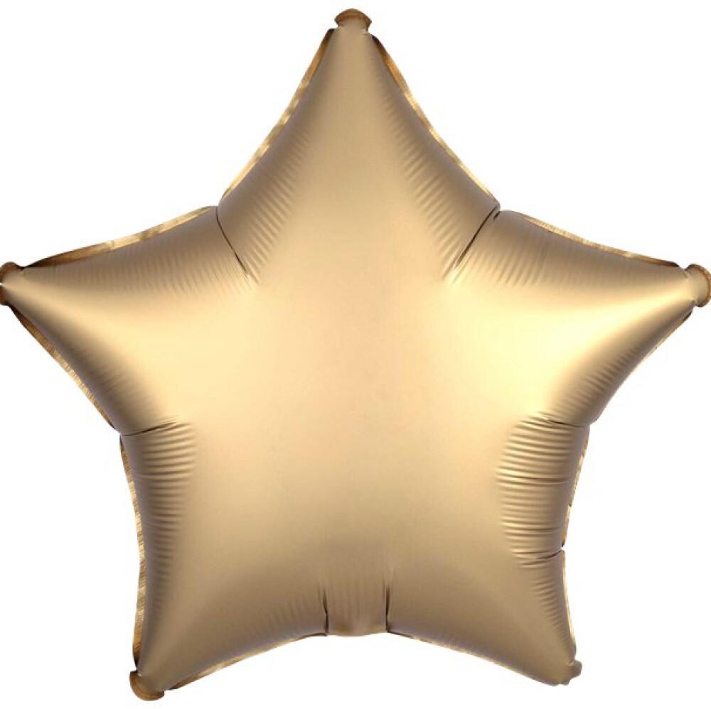 Gold Satin Lux Stjerne Folieballong 41cm