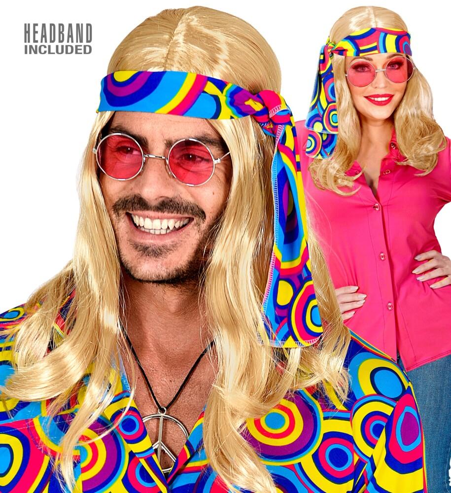 Hippie Parykk Blond med Pannebånd