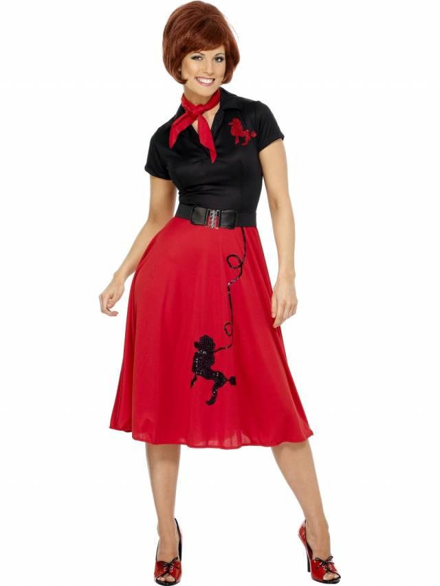 1950 talls Poodledress Rød/Svart