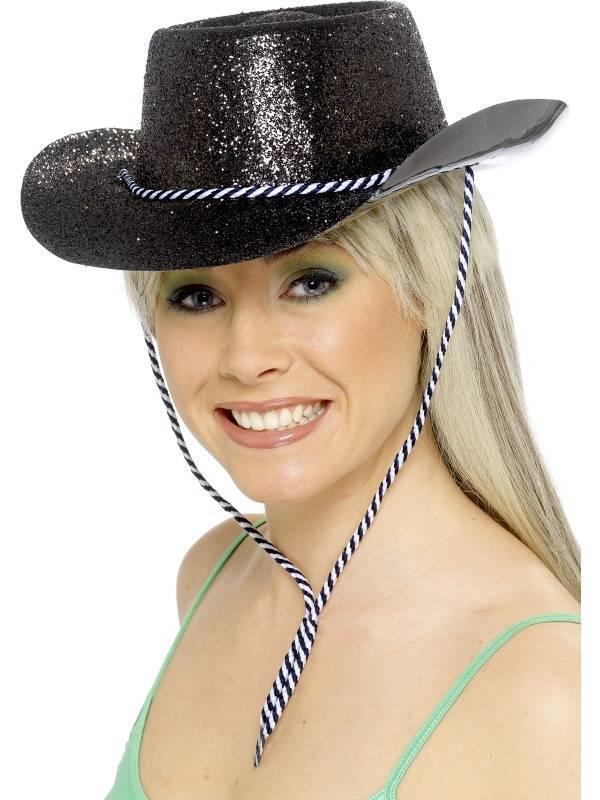 Glitterhatt Cowboy Svart