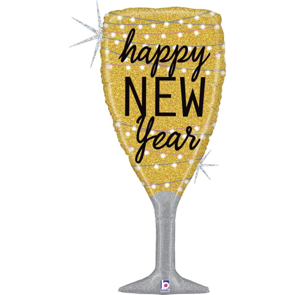 Happy New Year Champagneglass - Folieballong 94 cm