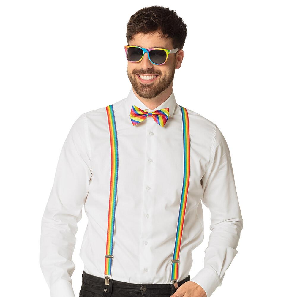 Rainbow sett - Bukseseler, sløyfe og briller