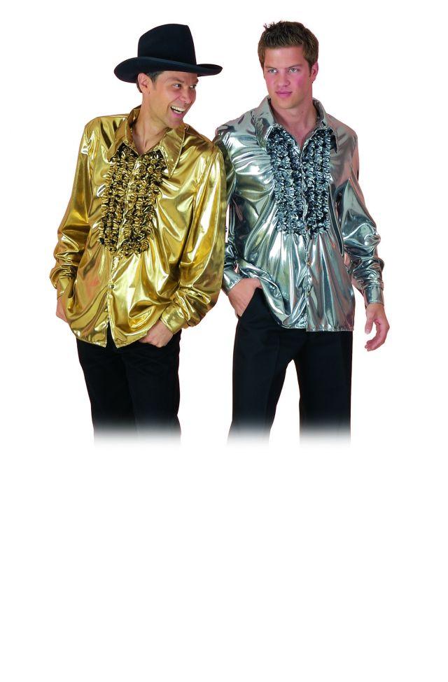 Disco Frilled lamè Silver Skjorte Deluxe