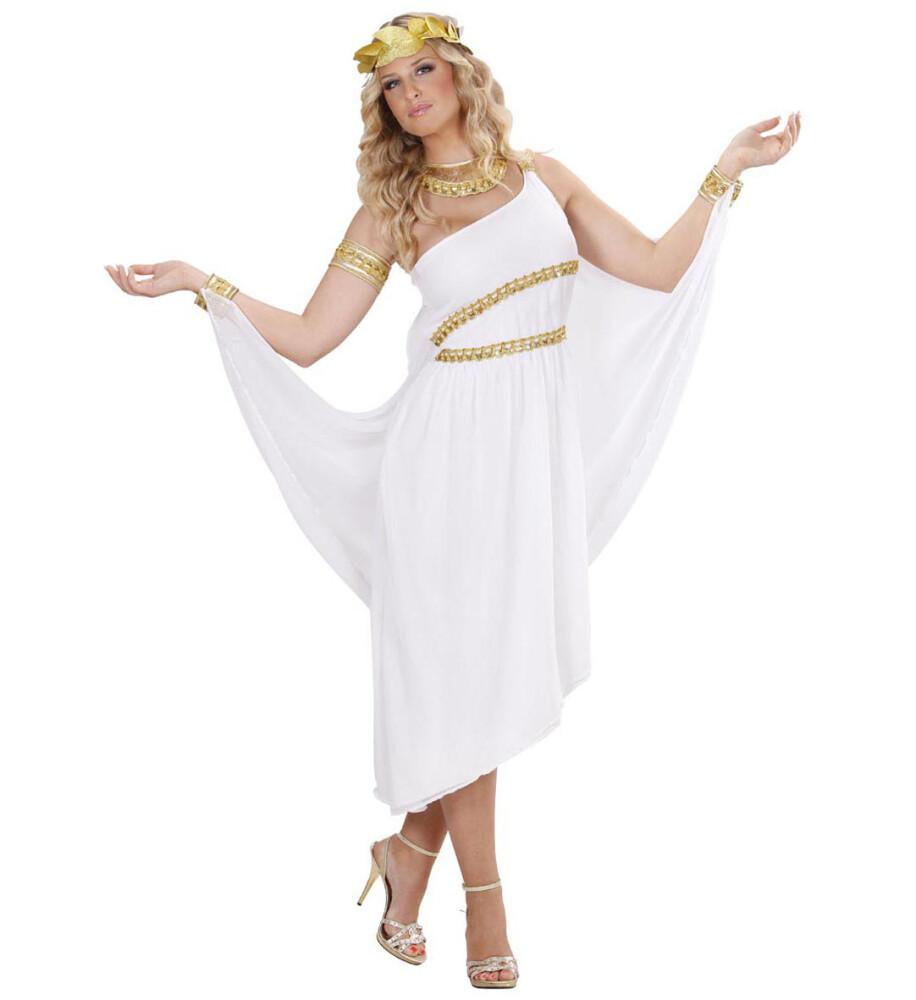 Greek Goddess Hvit Toga med Gull damekostyme