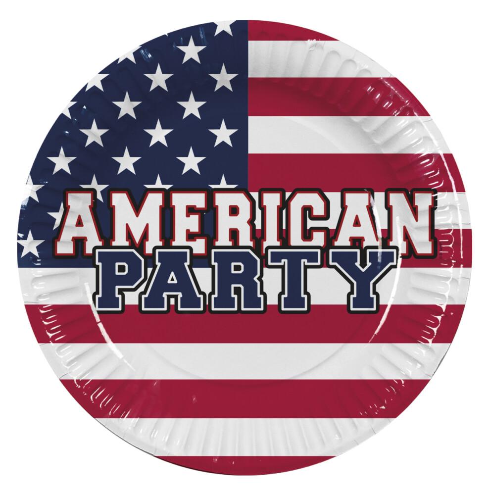 USA Tallerken Papp American Party Rund