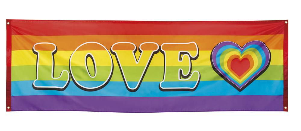 Regnbue banner stor i stoff Love