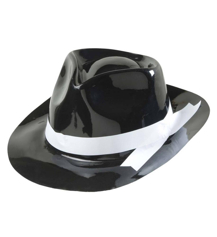 Gangsterhatt svart hvit PVC Glossy