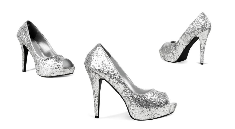 Allure Glitter Sko Sølv