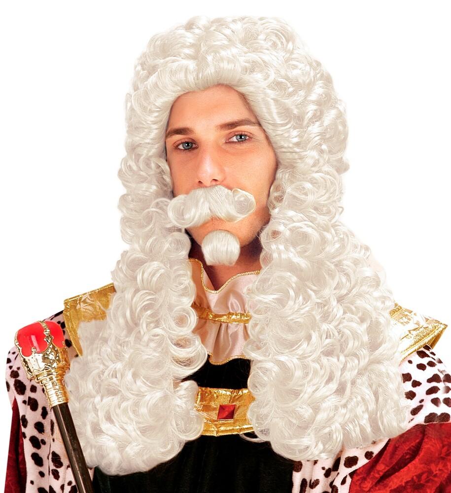Kong Louis XIV - Barokk Herreparykk med bart Hvit