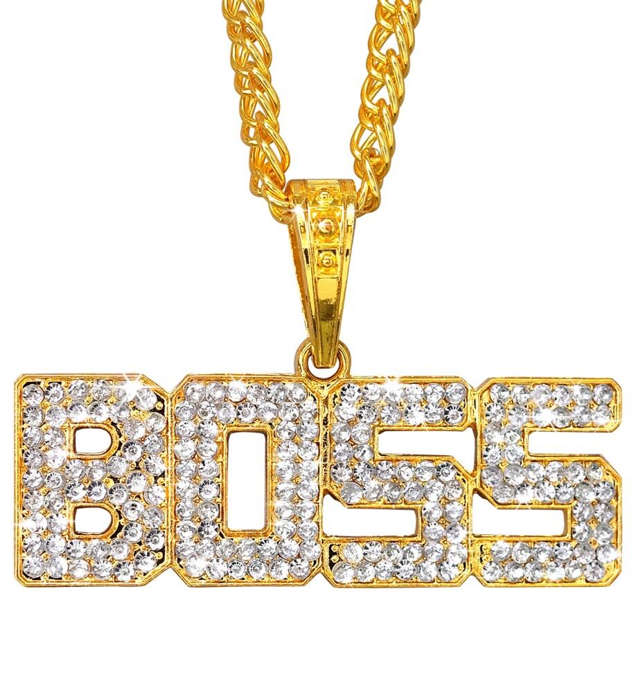 Boss halskjede - Gull med strass