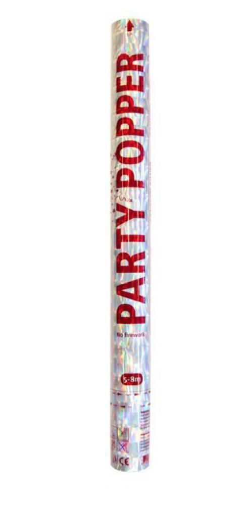 Konfettikanon Sølv Folie Stor ca 60 cm