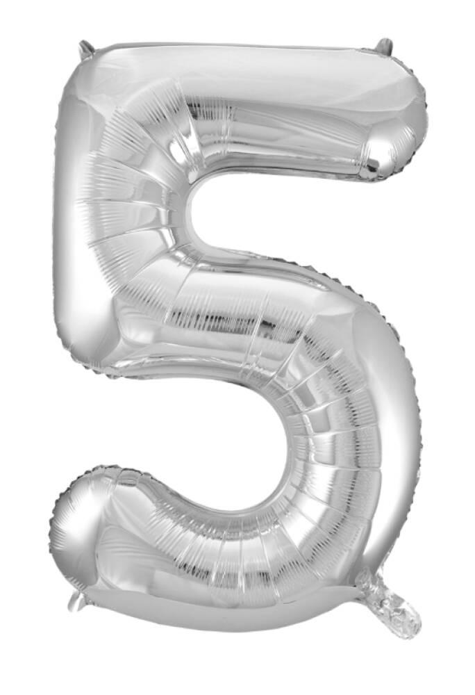 5 TALL FOLIEBALLONG LITEN 41CM SØLV
