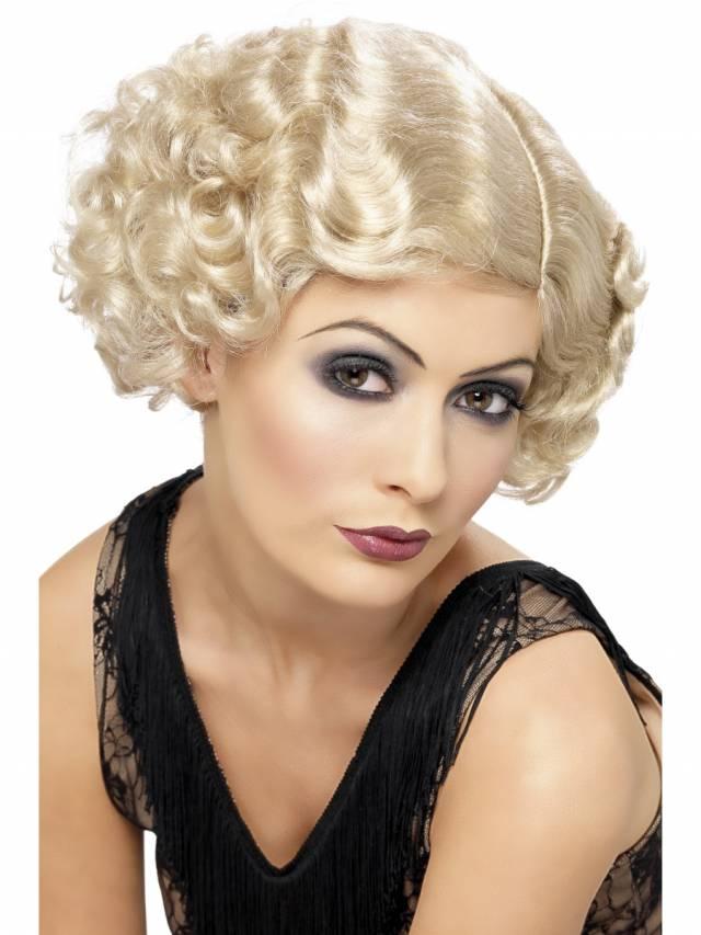 1920`s Flirty Flapper Parykk Blonde Curls