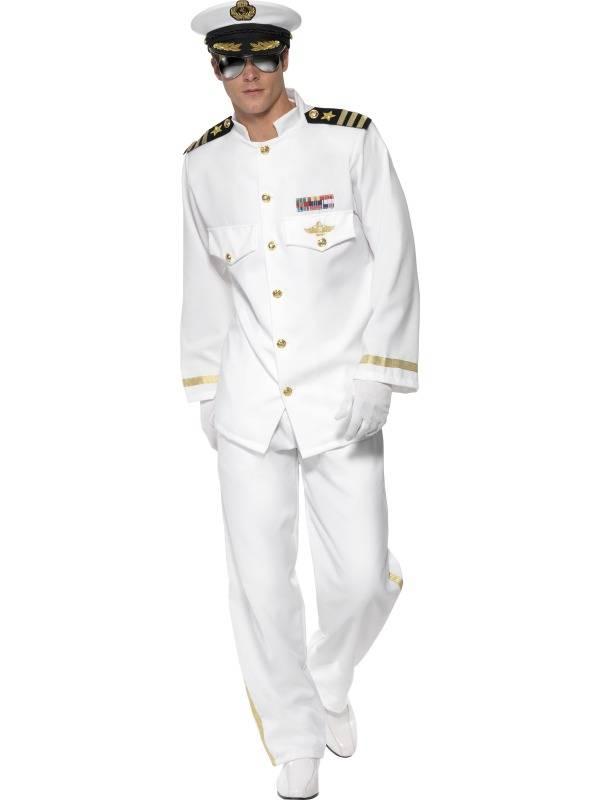 Kapteinuniform Hvit Deluxe Herre