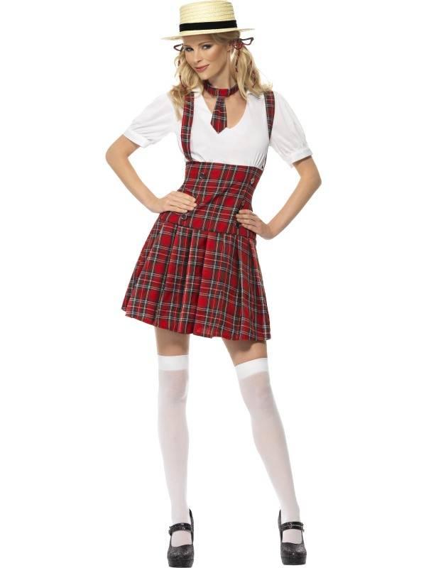 Schoolgirl Kostyme RØD