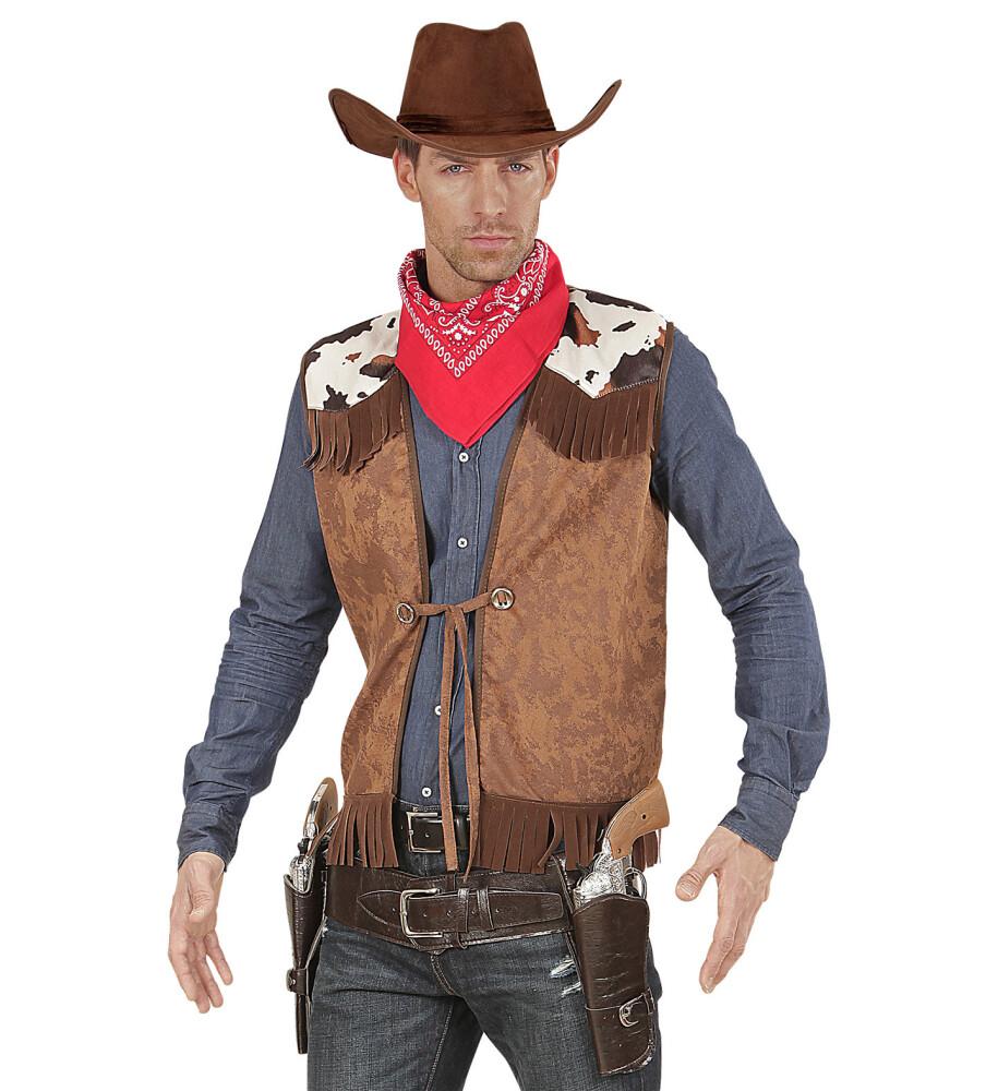Cowboyvest Brun med Ku-mønster og frynser