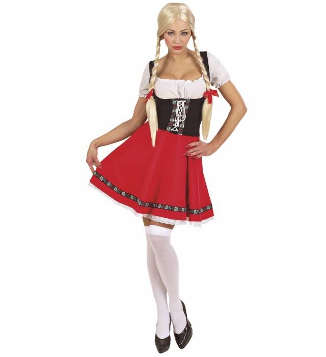 Bavarian HEIDI Oktoberfestkjole RØD